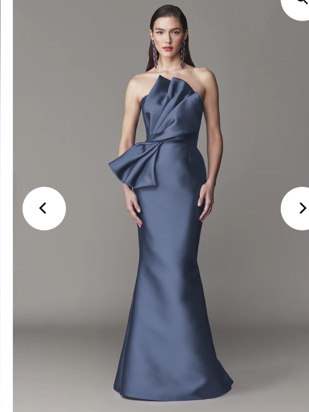 Stunning Frascara Strapless Slate Blue Evening Gown